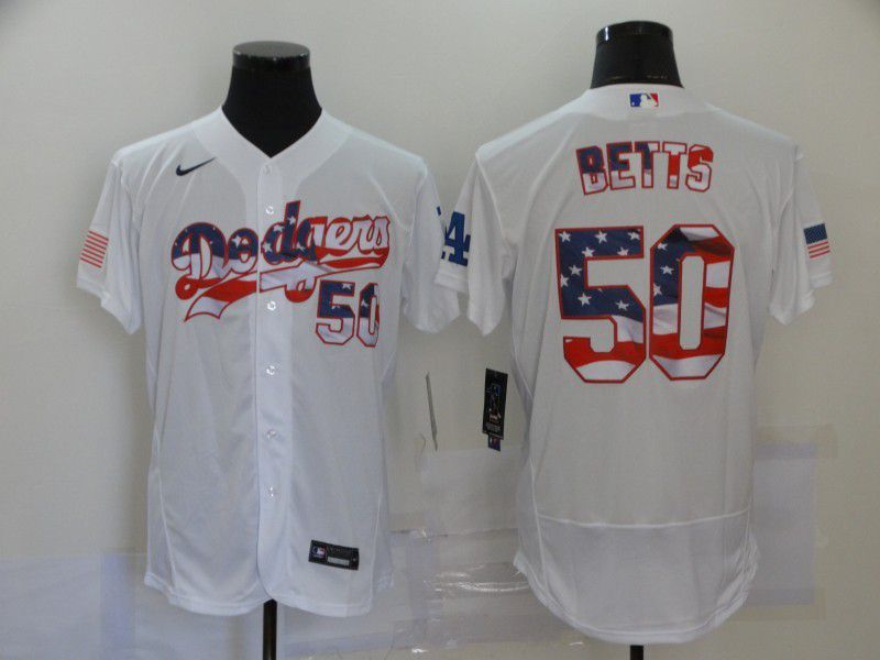 Men Los Angeles Dodgers #50 Betts White Elite 2024 Nike MLB Jersey style 1